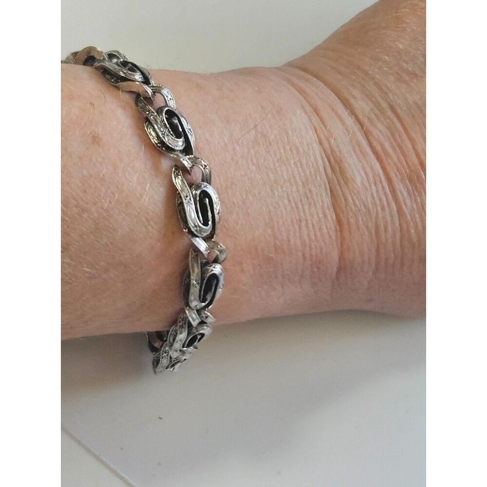 Goldette NY vintage silver tone chunky bracelet 6.75"